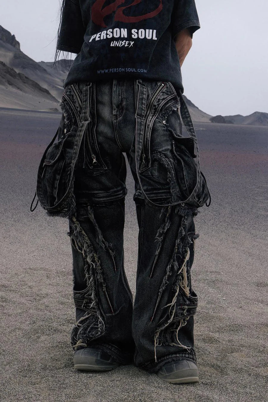 Black detachable denim overalls