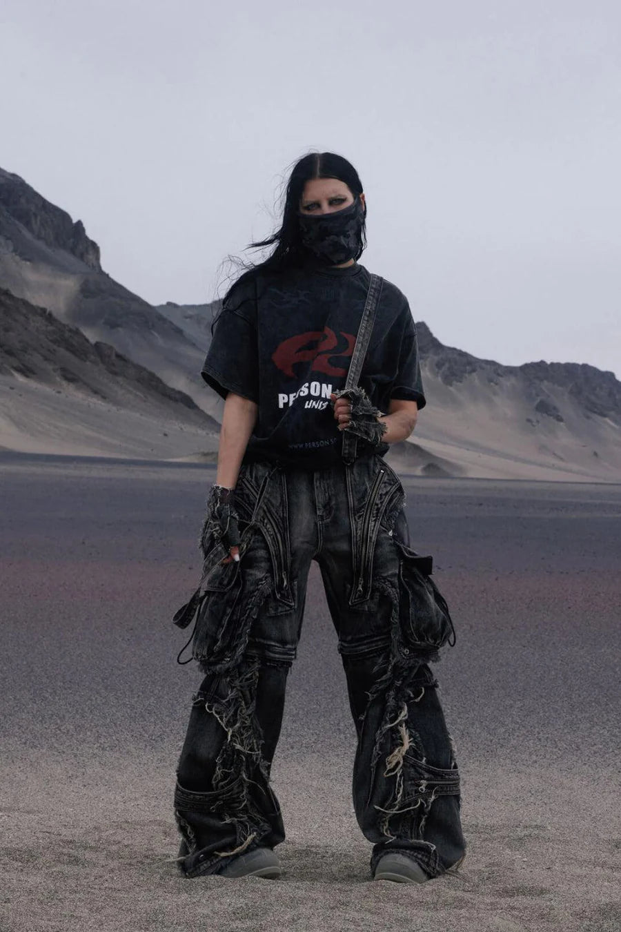 Black detachable denim overalls