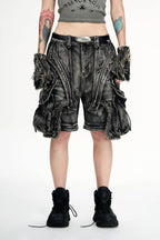 Black detachable denim overalls