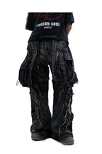 Black detachable denim overalls