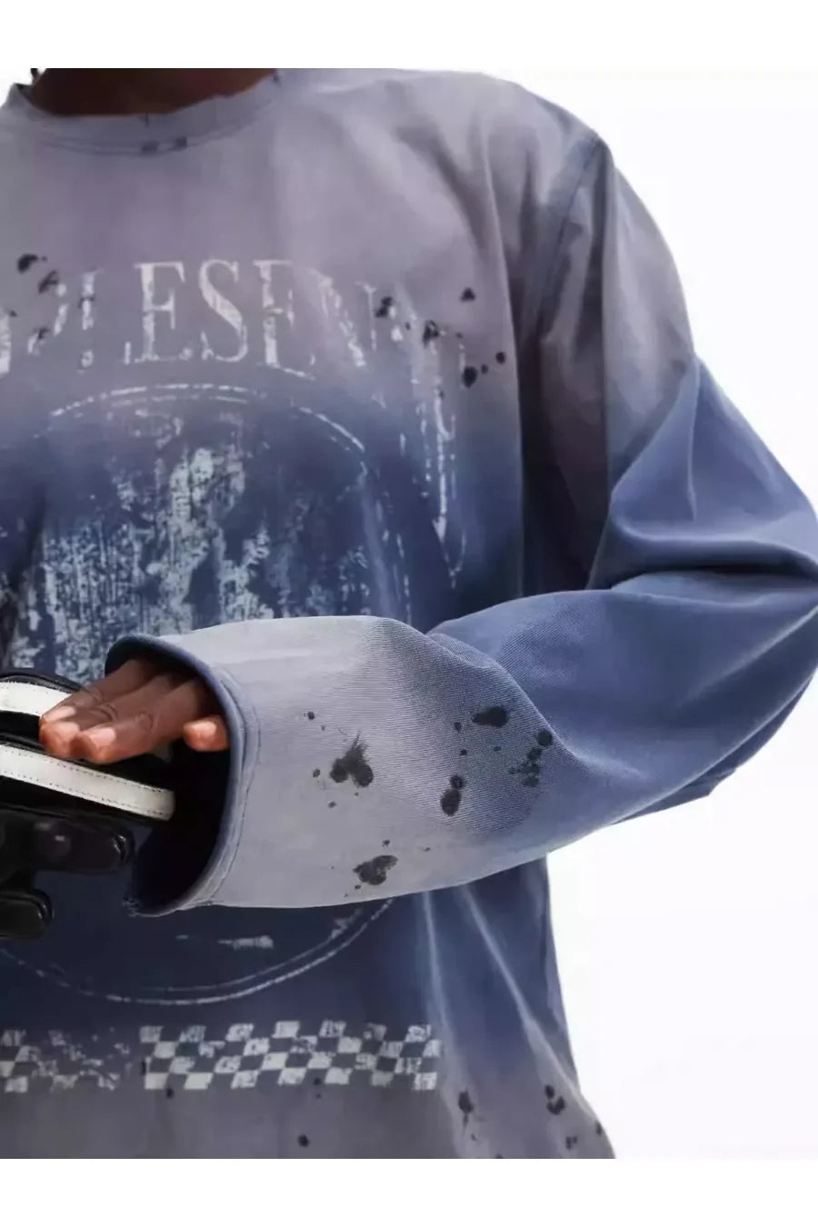 Blue Distressed Racing Flame Print T-Shirt