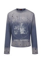 Blue Distressed Racing Flame Print T-Shirt