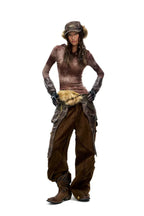 Brown snake print denim jeans