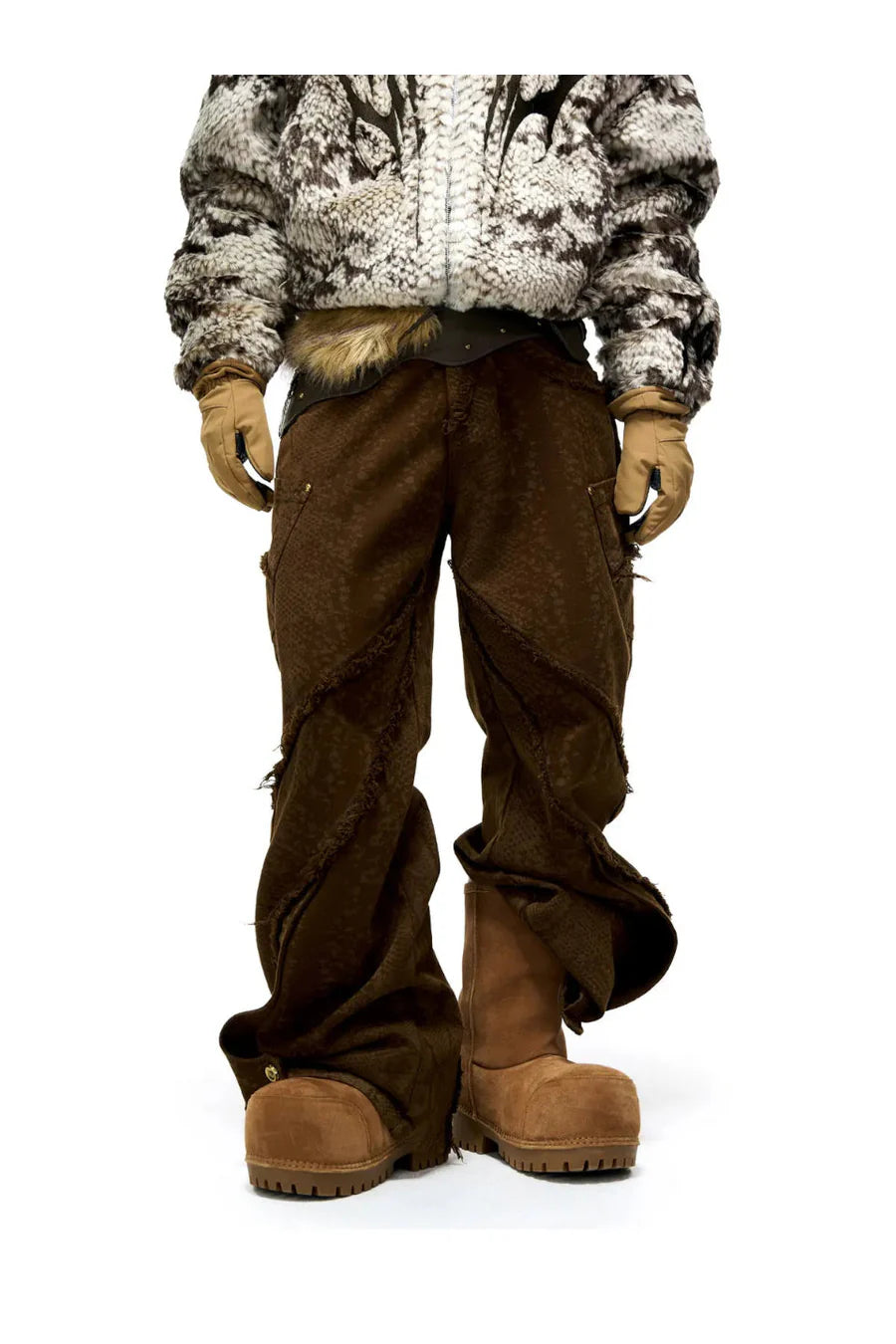 Brown snake print denim jeans