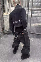 Brushed Dirty Painted Flared Cargo Pants