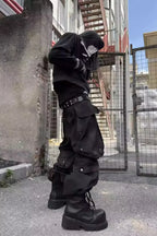 Brushed Dirty Painted Flared Cargo Pants