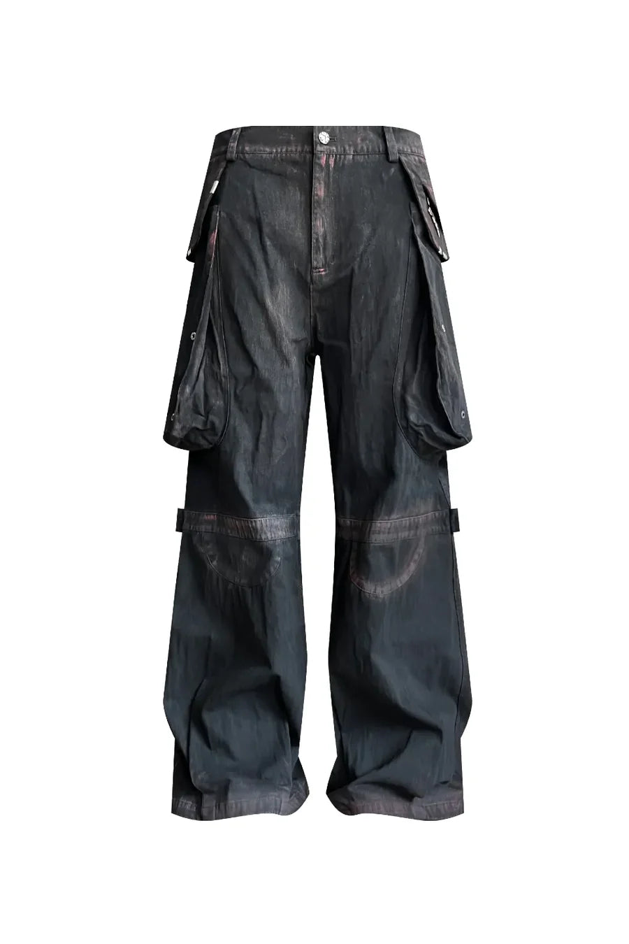 Brushed Dirty Painted Flared Cargo Pants