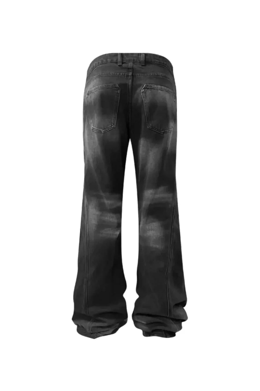 Cracked Whiskers Distressed Wash Flare Denim Pants