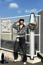 Cracked Whiskers Distressed Wash Flare Denim Pants