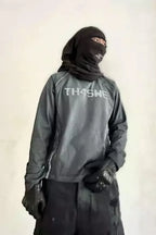 Cross Holy Flame Patchwork Waffle Long Sleeve T-shirt