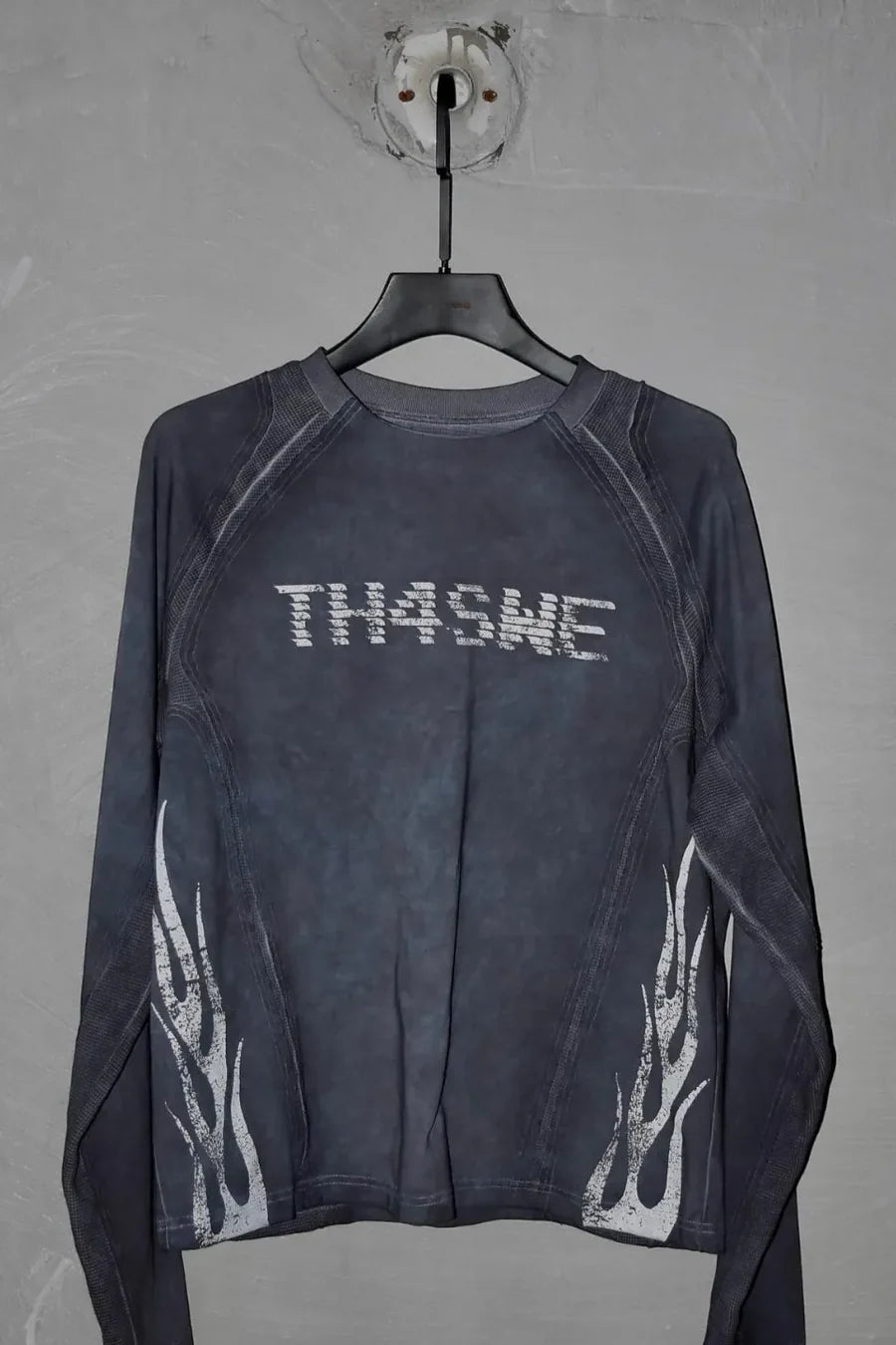 Cross Holy Flame Patchwork Waffle Long Sleeve T-shirt