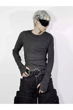 Cross Stitched Washed Long Sleeve T-shirt