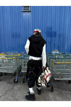 Cross Zip Connected Shoulder Armor Hoodie