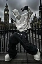 Dark Avant Garde Openwork Knit Hoodie