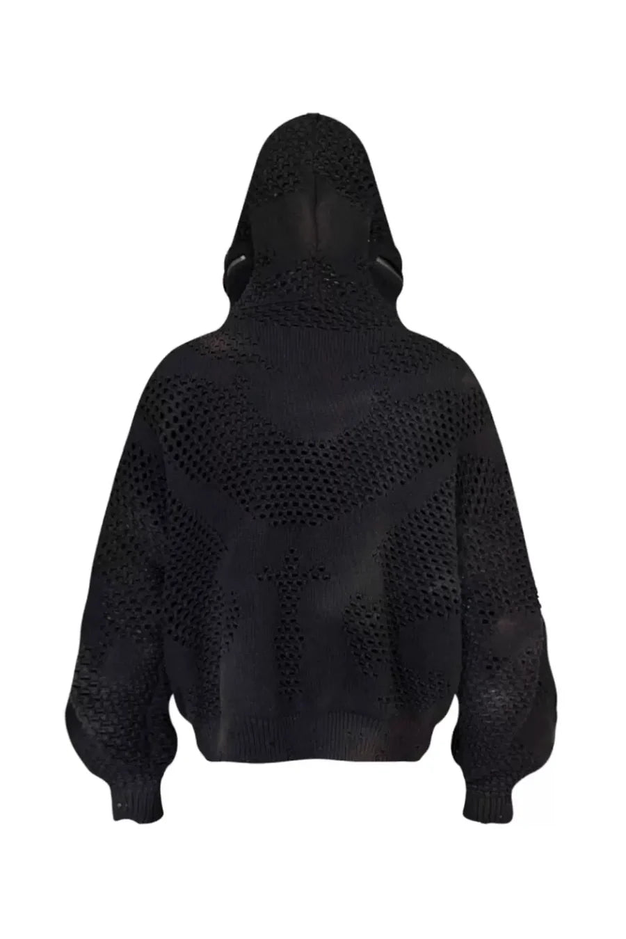 Dark Avant Garde Openwork Knit Hoodie
