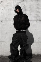 Dark Avant Garde Openwork Knit Hoodie