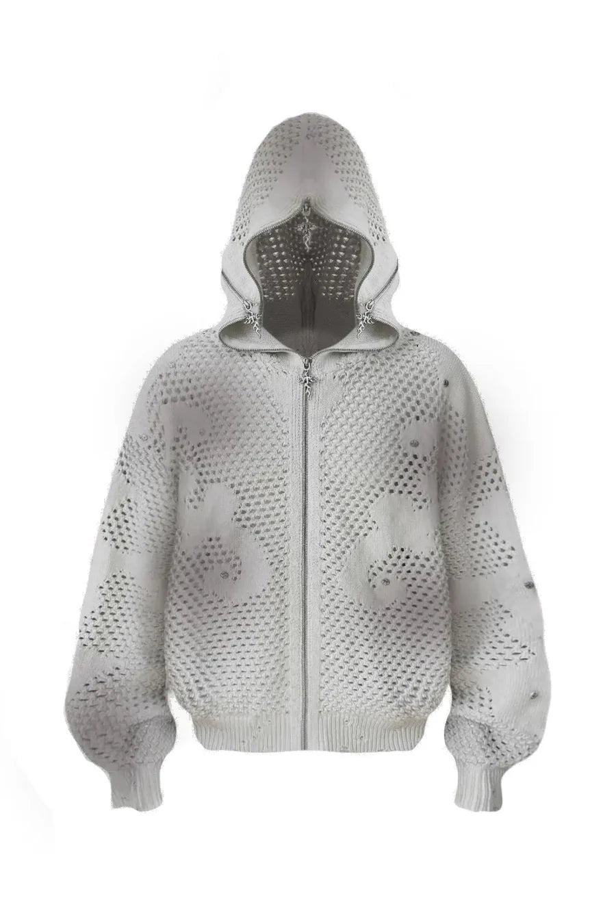 Dark Avant Garde Openwork Knit Hoodie