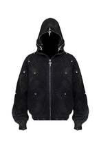 Dark Avant Garde Openwork Knit Hoodie