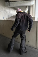 Dark Gradient Spray Paint Zip Up Motorcycle Jacket