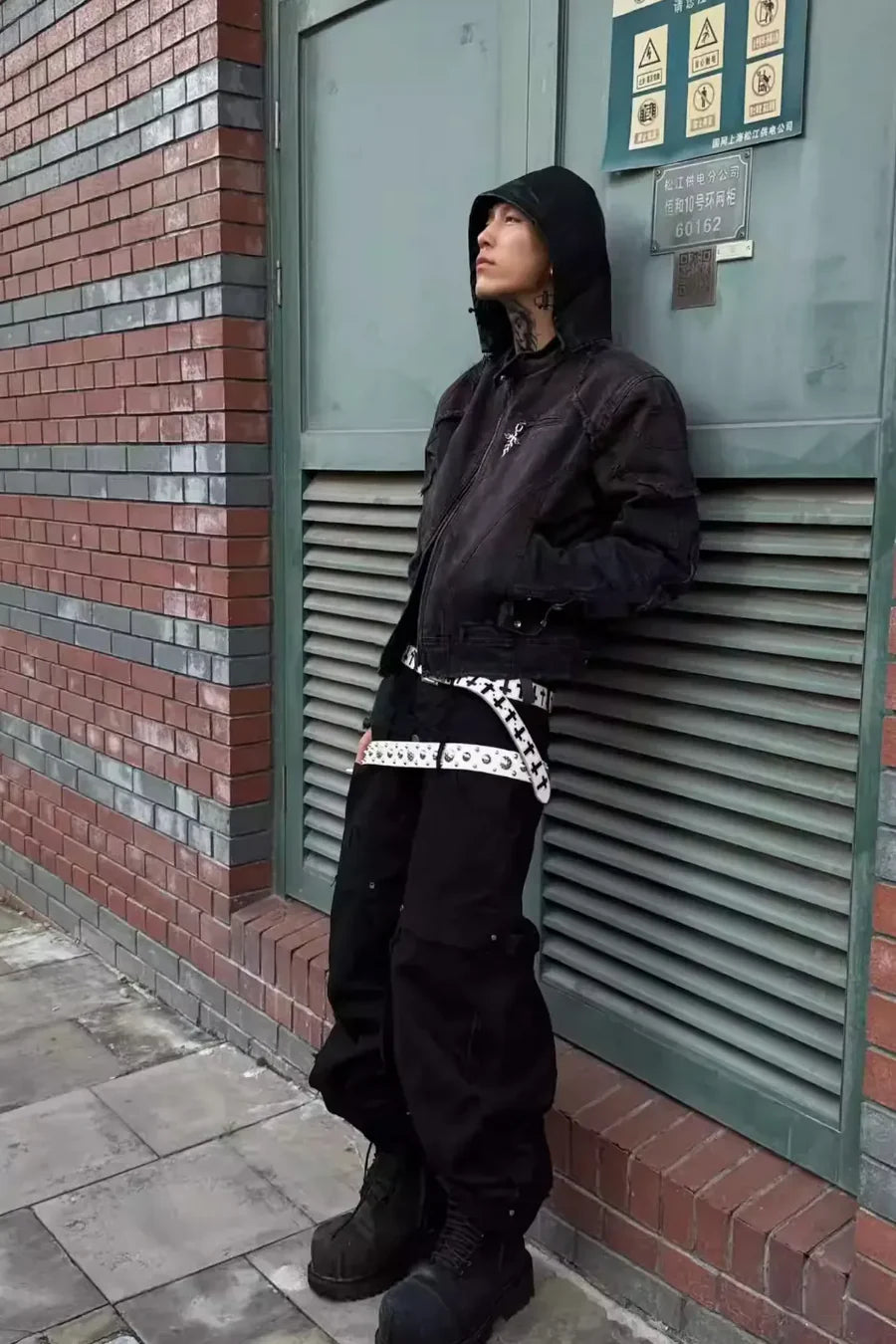 Dark Gradient Spray Paint Zip Up Motorcycle Jacket