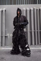 Dark Gradient Spray Paint Zip Up Motorcycle Jacket