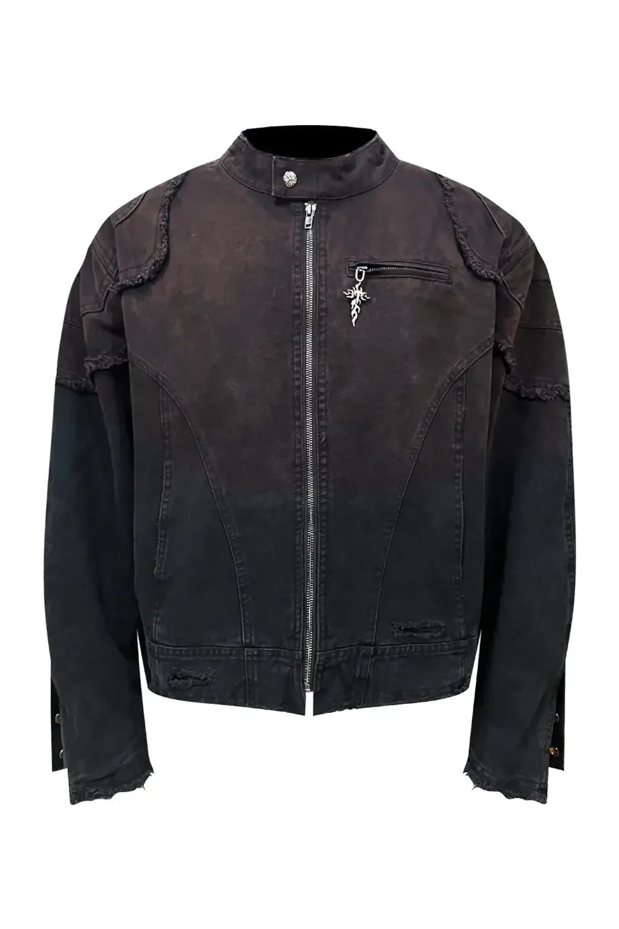 Dark Gradient Spray Paint Zip Up Motorcycle Jacket