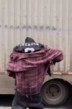 Dark Waxed Plaid Zip Shirt Jacket