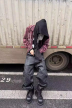 Dark Waxed Plaid Zip Shirt Jacket