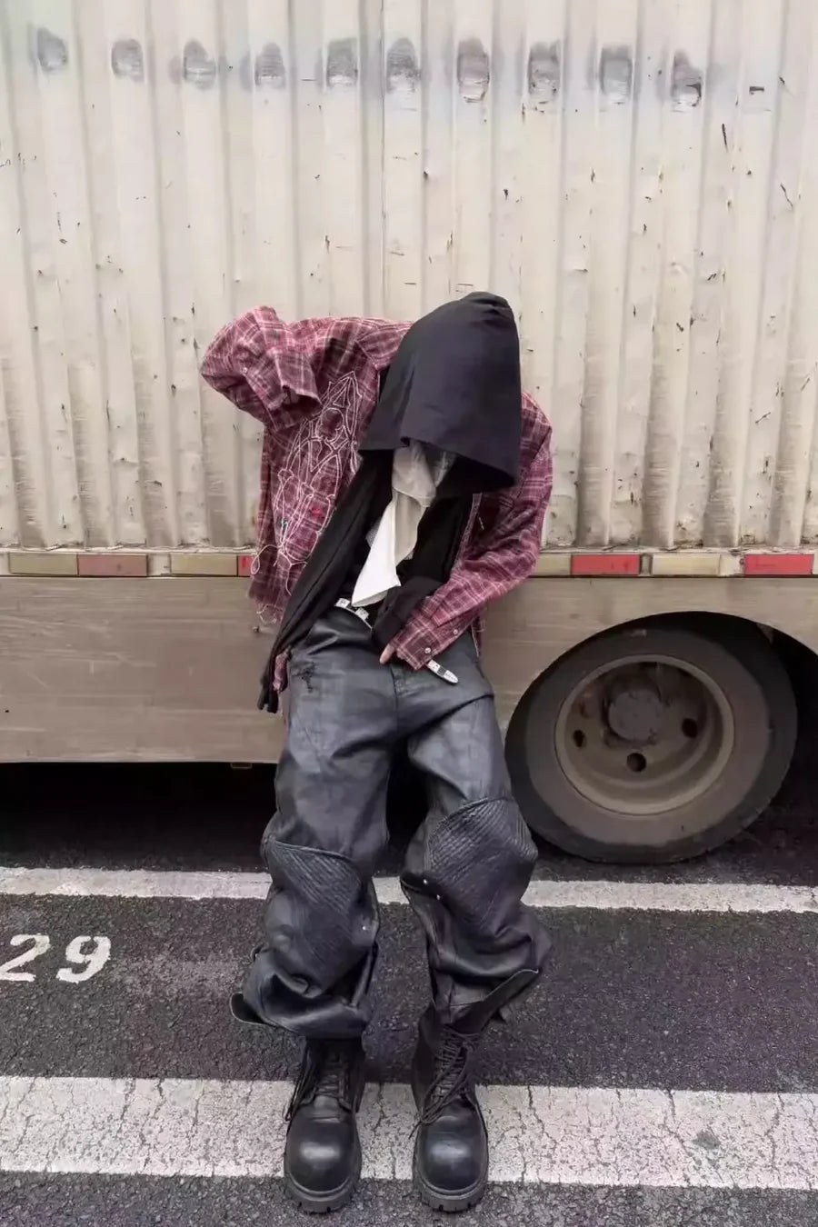 Dark Waxed Plaid Zip Shirt Jacket