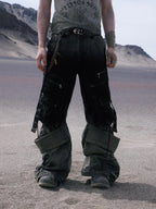 desert distressed denim cargo pants