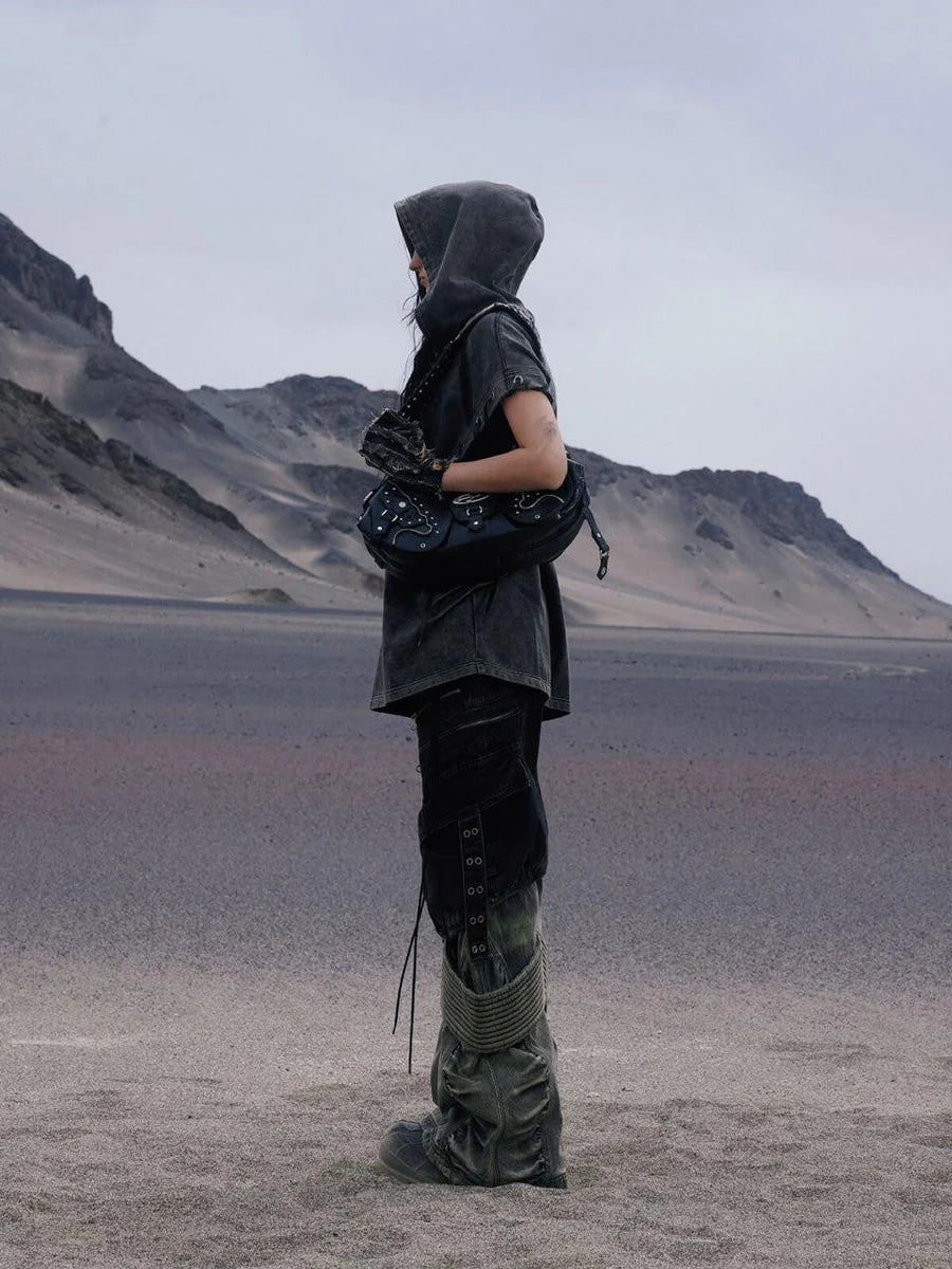 desert distressed denim cargo pants