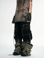 desert distressed denim cargo pants