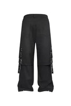 Double Layered Tie Up Cargo Pants with Studs & Chain