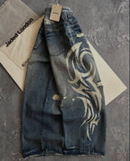 Jaded London Tribal Side-Print Wide-Leg Jeans｜ジェイデッドロンドン トライバル サイドプリント ワイドデニム