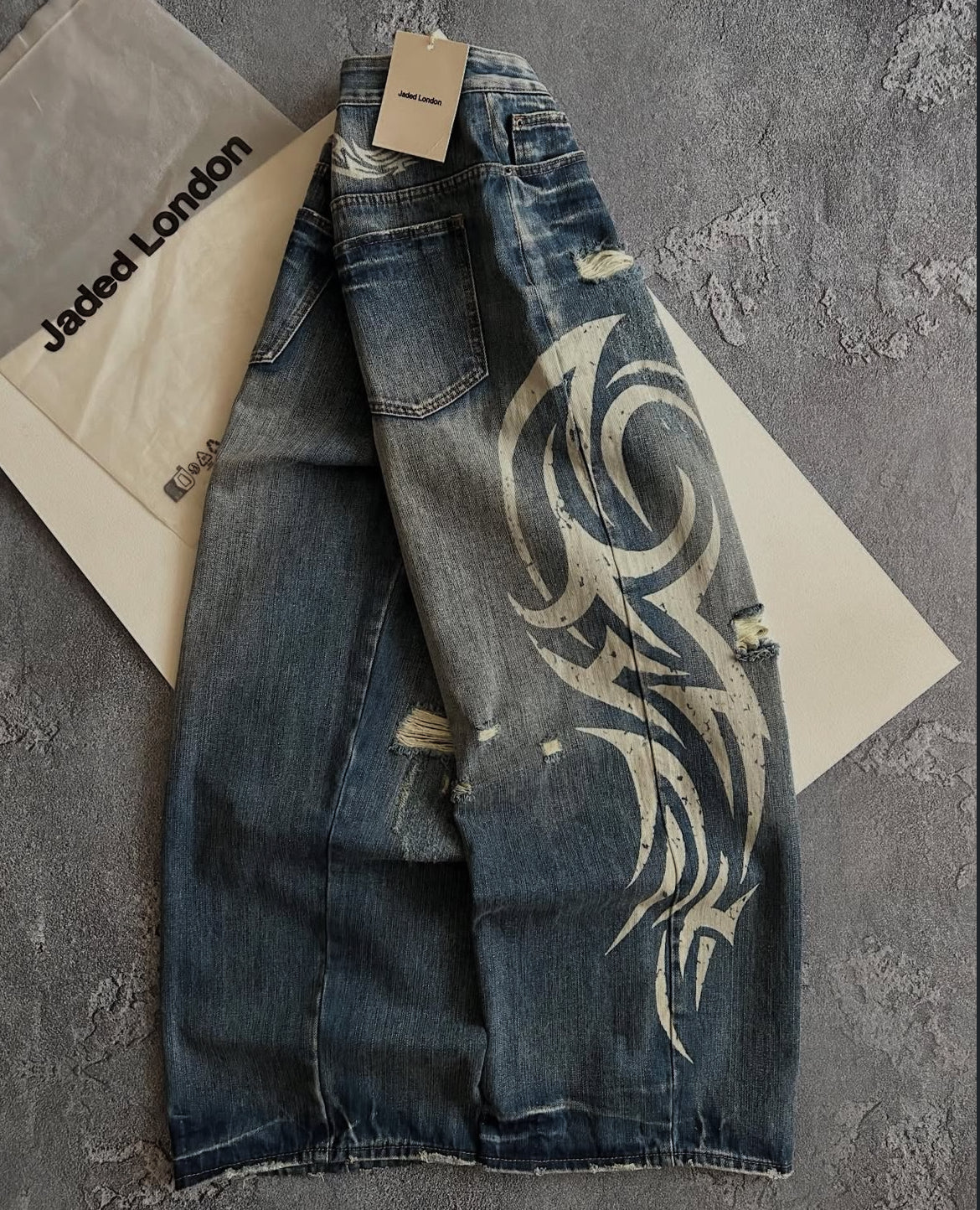 Jaded London Tribal Side-Print Wide-Leg Jeans｜ジェイデッドロンドン トライバル サイドプリント ワイドデニム