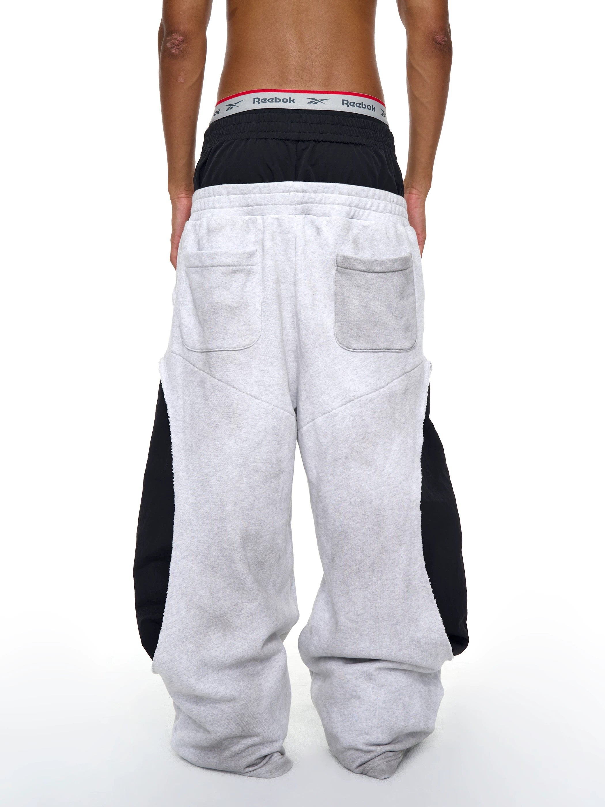 Two Tone Double Waist Wide Leg Pants FB9864