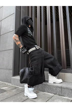 Frayed Hem Metallic Sheen Shorts with Structural Stitching