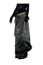 fringed belt raw edge jeans