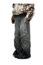 fringed belt raw edge jeans