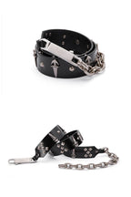 Genuine Leather Chain Studded Sword Buckle Belt