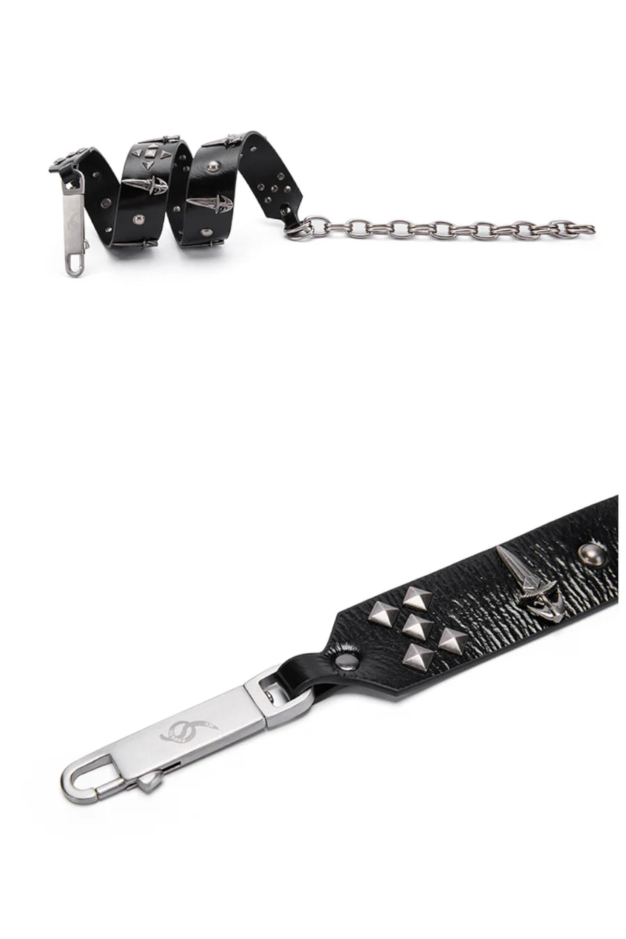 Genuine Leather Chain Studded Sword Buckle Belt