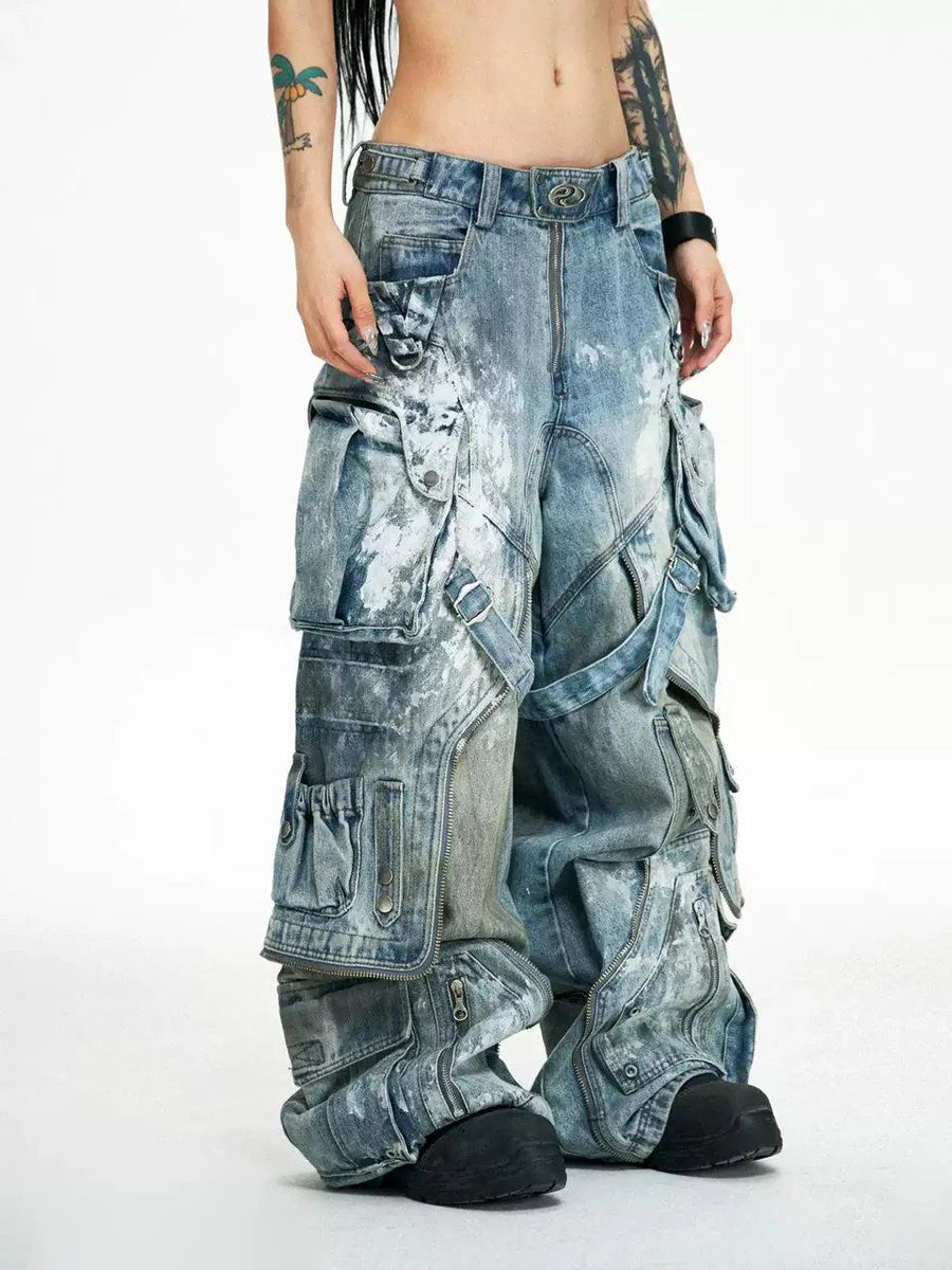 Graffiti wide leg jeans