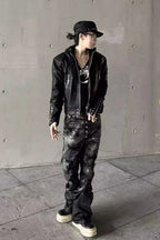 Heavy Duty Faux Two Piece Padded PU Leather Jacket