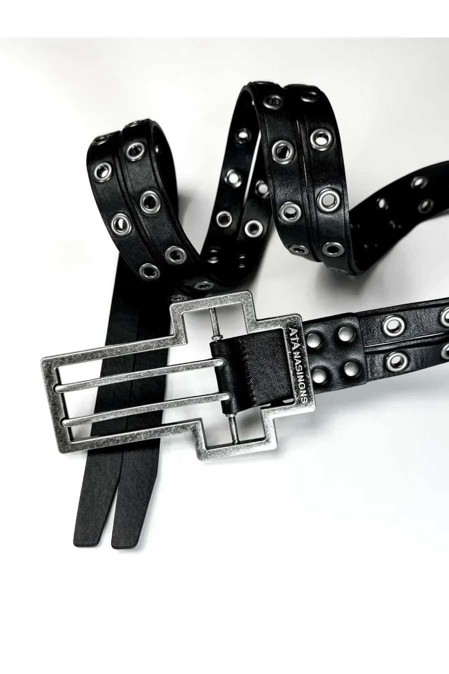 Metal Cross Split Leather Belt
