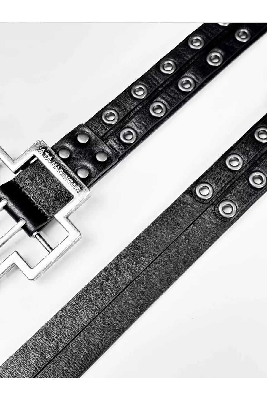 Metal Cross Split Leather Belt