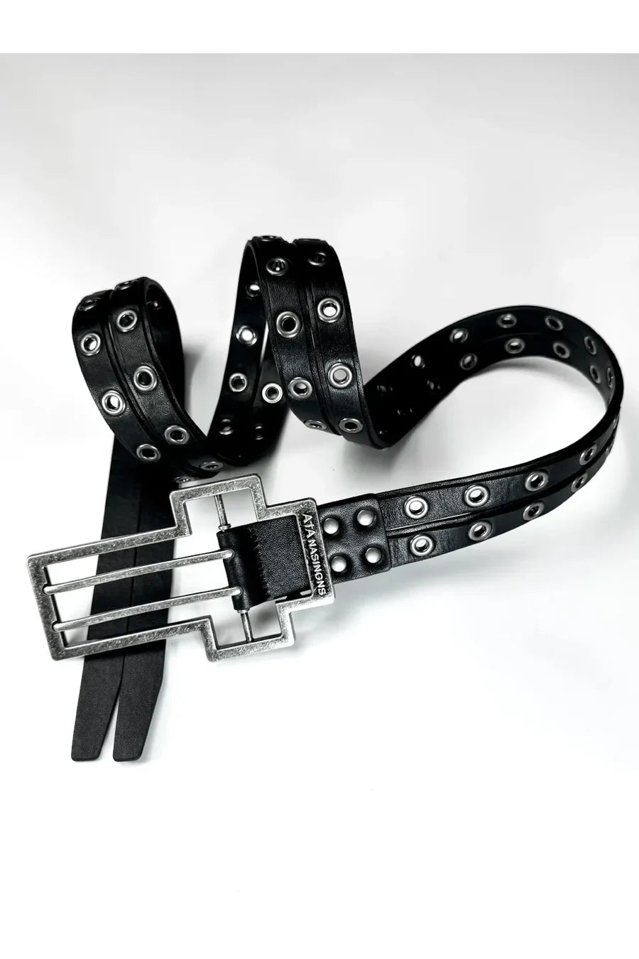 Metal Cross Split Leather Belt