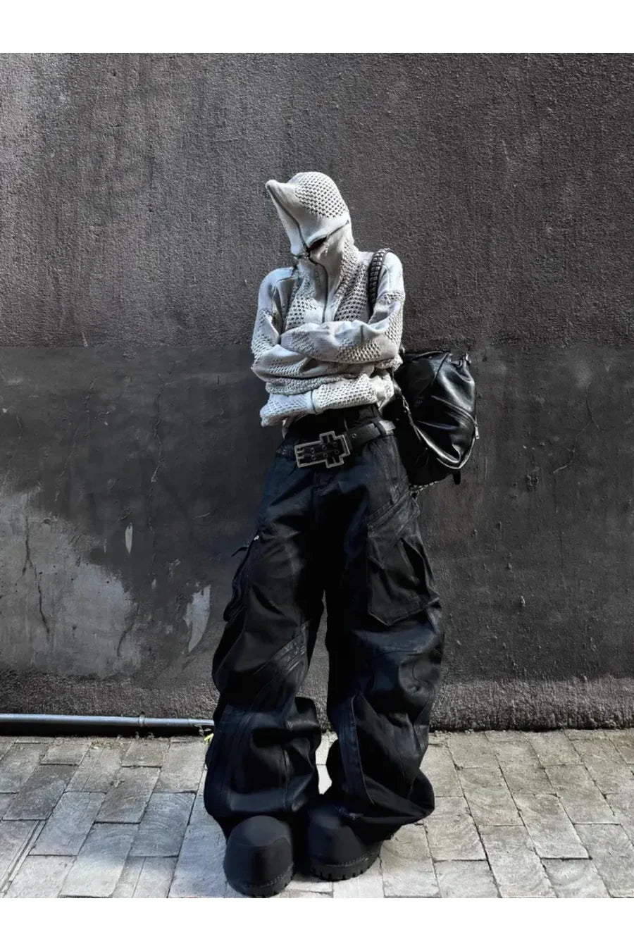 Metal Cross Split Leather Belt