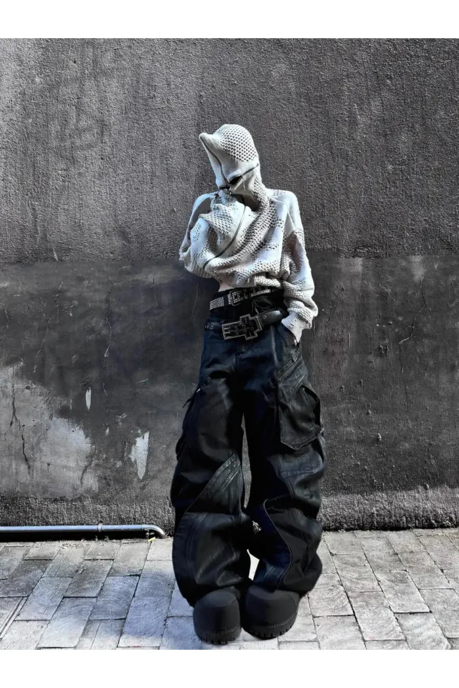 Metal Cross Split Leather Belt