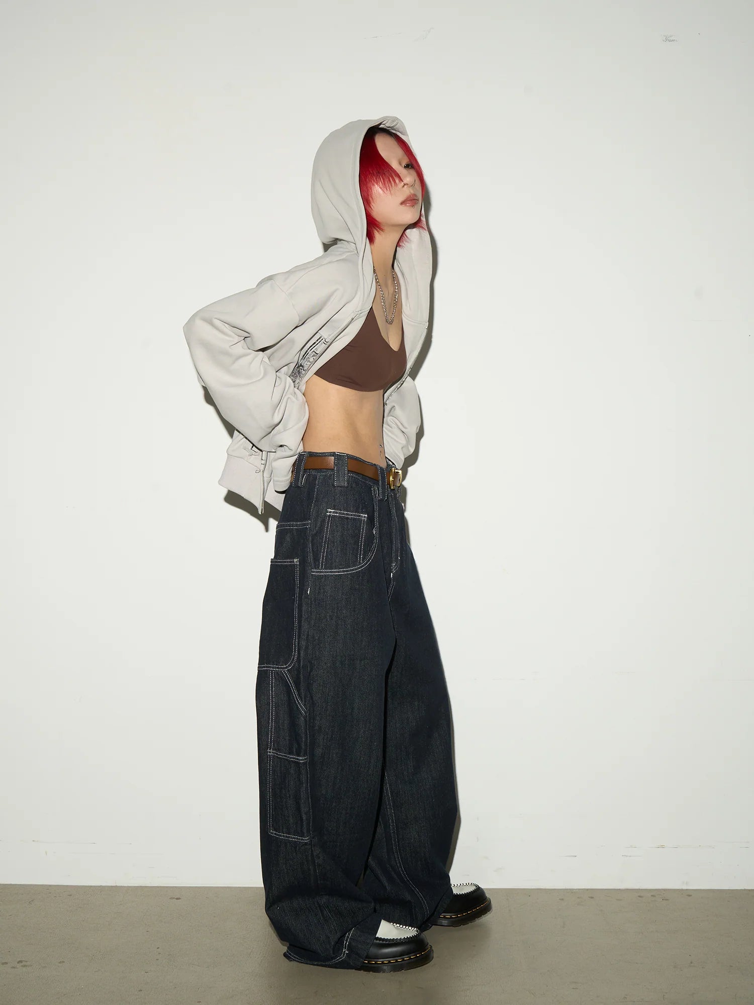 Stitch design baggy denim