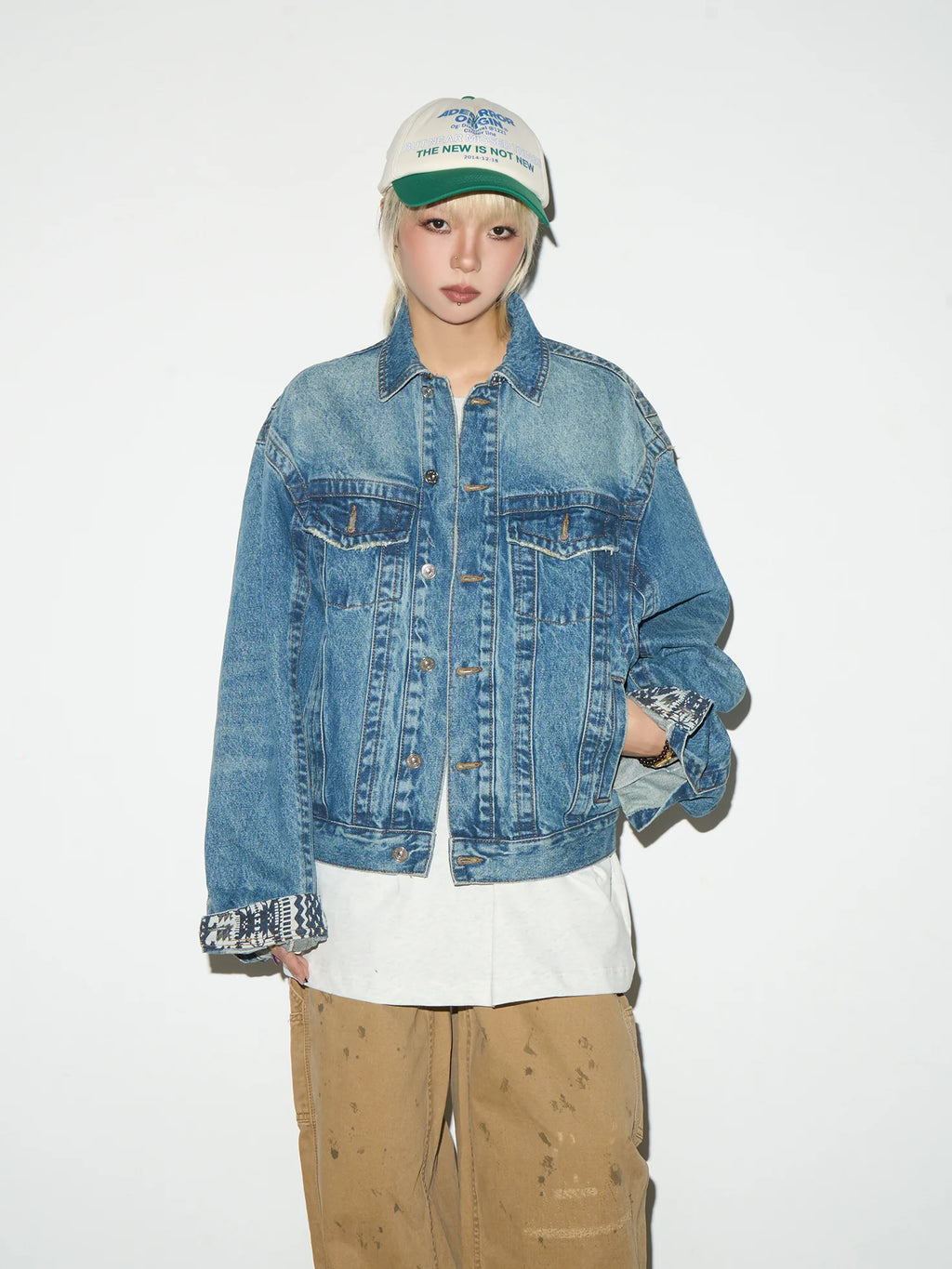 Cropped boxy denim jacket